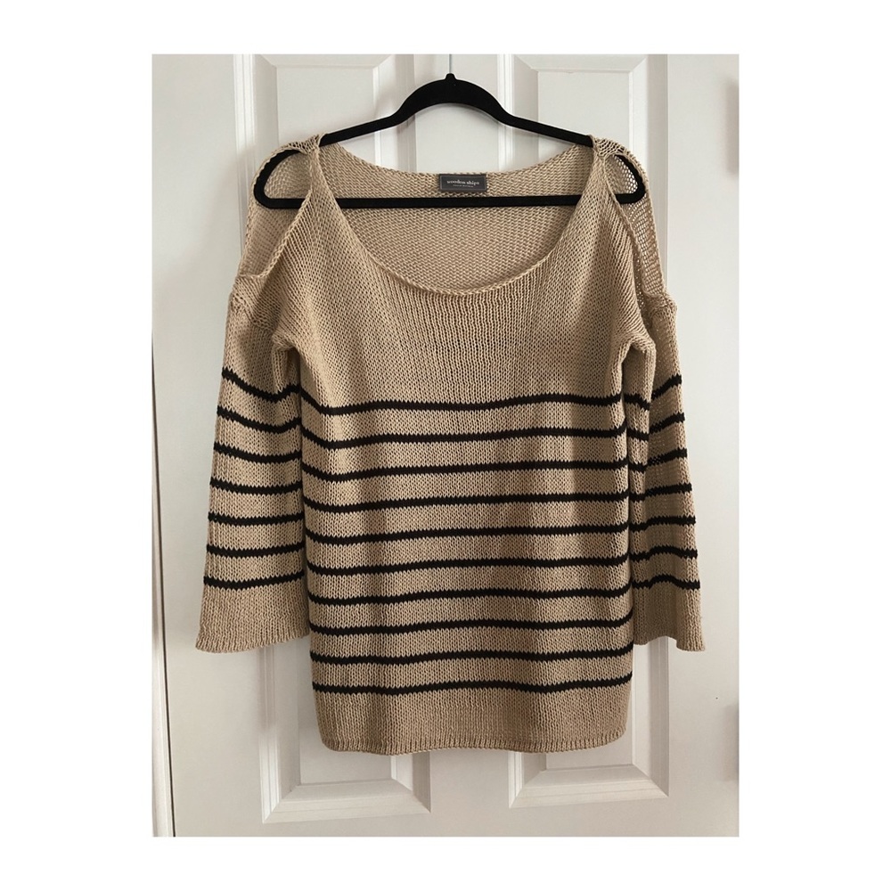 Wooden Ships Striped Cold Shoulder Sweater